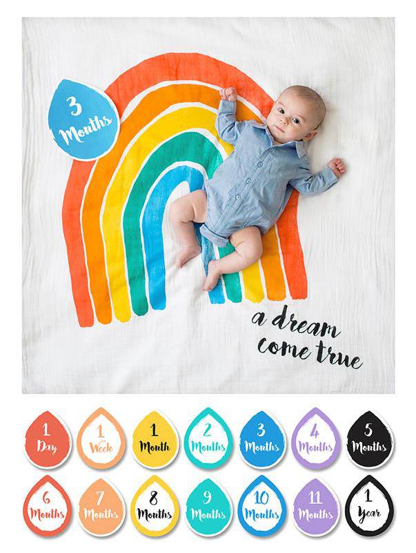 Swaddle & Karten Set 'Baby's First Year - "A Dream come True" - KleinKinderKram Baby Online Shop