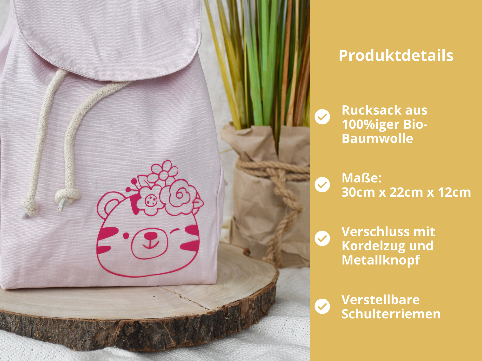 personalisierter Kinderrucksack | Tasche Kindergarten Blumen Tiere