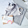 Geschenkset - Schnuffeltuch mit Namen in Grau - KleinKinderKram Baby Online Shop