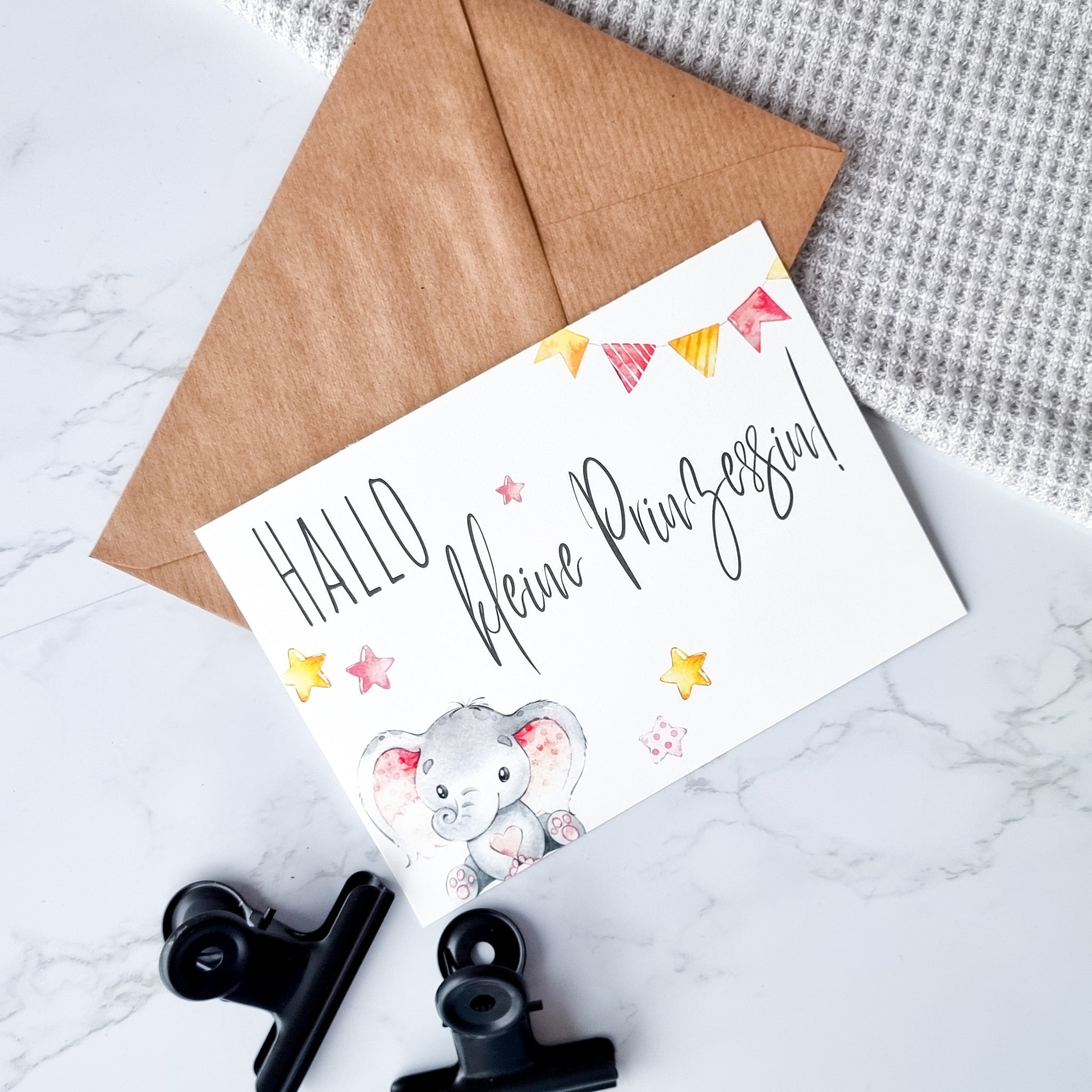 Baby Karte - Elefanten Mädchen - KleinKinderKram Baby Online Shop